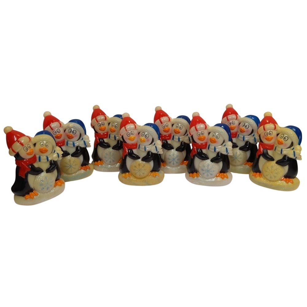Vintage Lot of 8 Christmas Penguins 7 inch Blow Molds Decor Light Covers